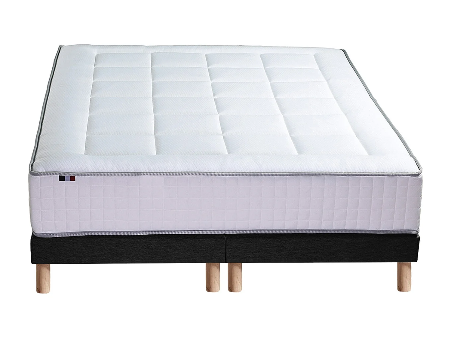 Ensemble BELLAGIO 2, matelas mémoire de forme, sommier et couette Dimensions - 2x90 x 200 cm, Sommier - Noir