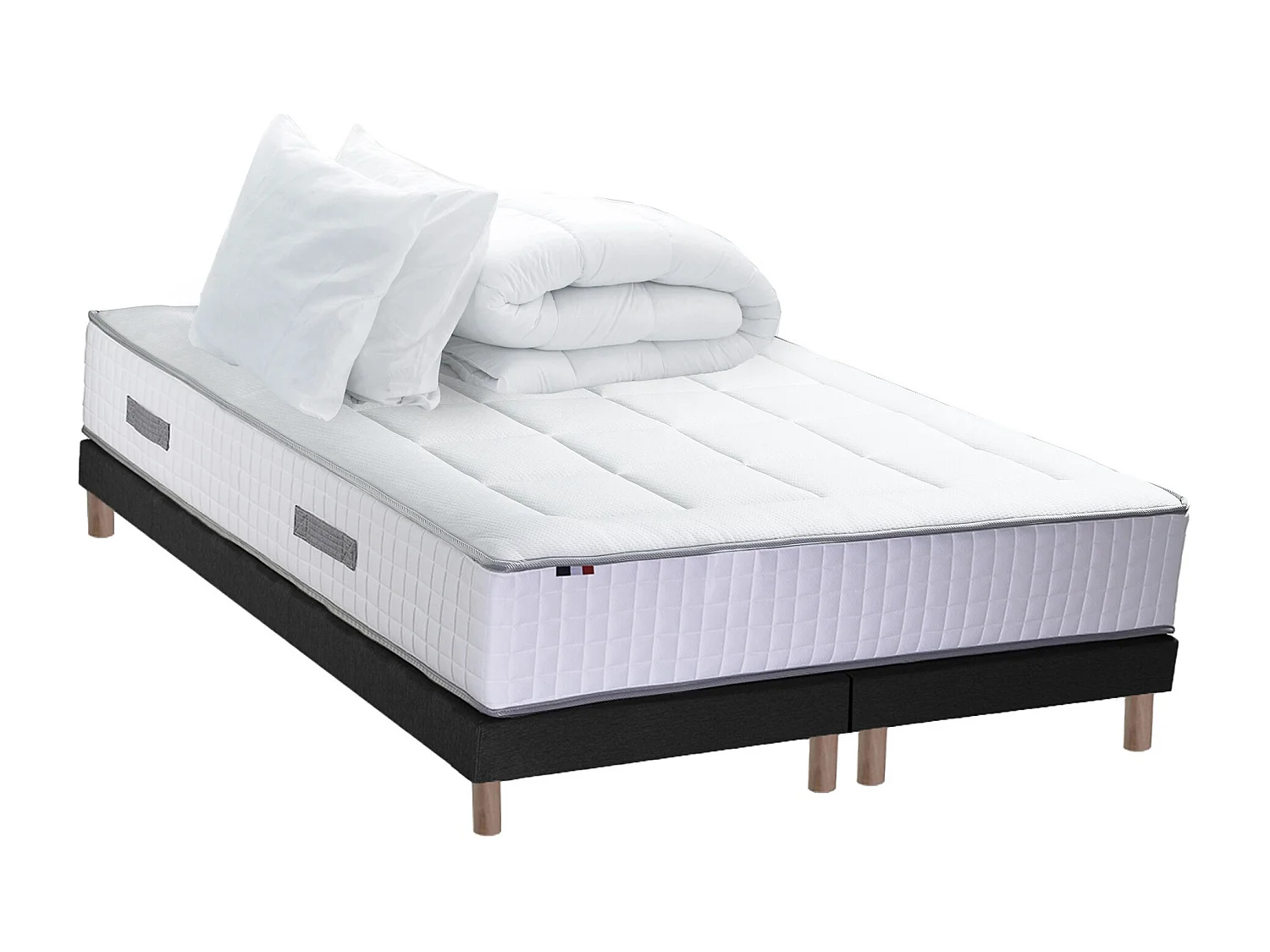 Ensemble BELLAGIO 2, matelas mémoire de forme, sommier et couette Dimensions - 2x90 x 200 cm, Sommier - Noir