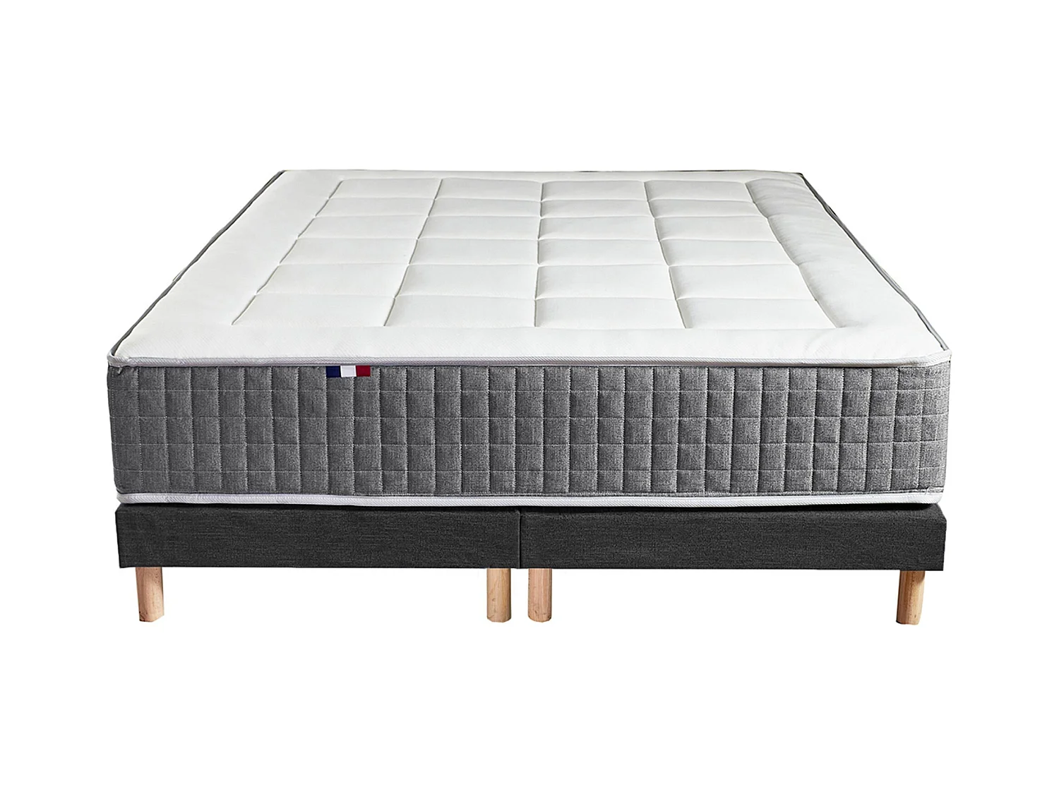 Ensemble Matelas Ressort 7 zones H.28cm + Sommier Fabriqué en France MAX Dimensions - 2x80 x 200 cm