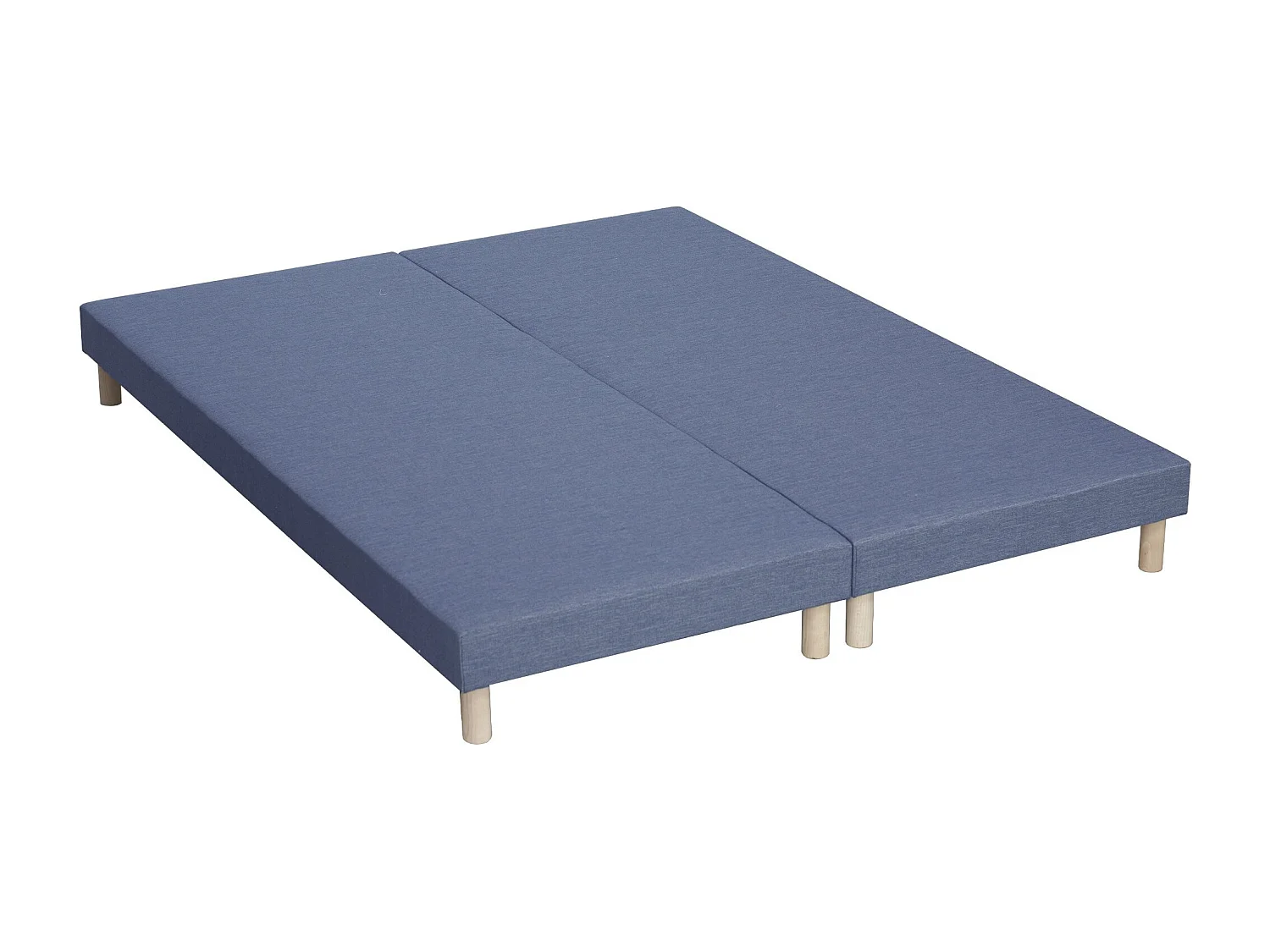Ensemble Matelas Ressort 7 zones H.28cm + Sommier + couette + oreillers Fabriqué en France MAX Dimensions - 2x80 x 200 cm, Sommier - Bleu denim