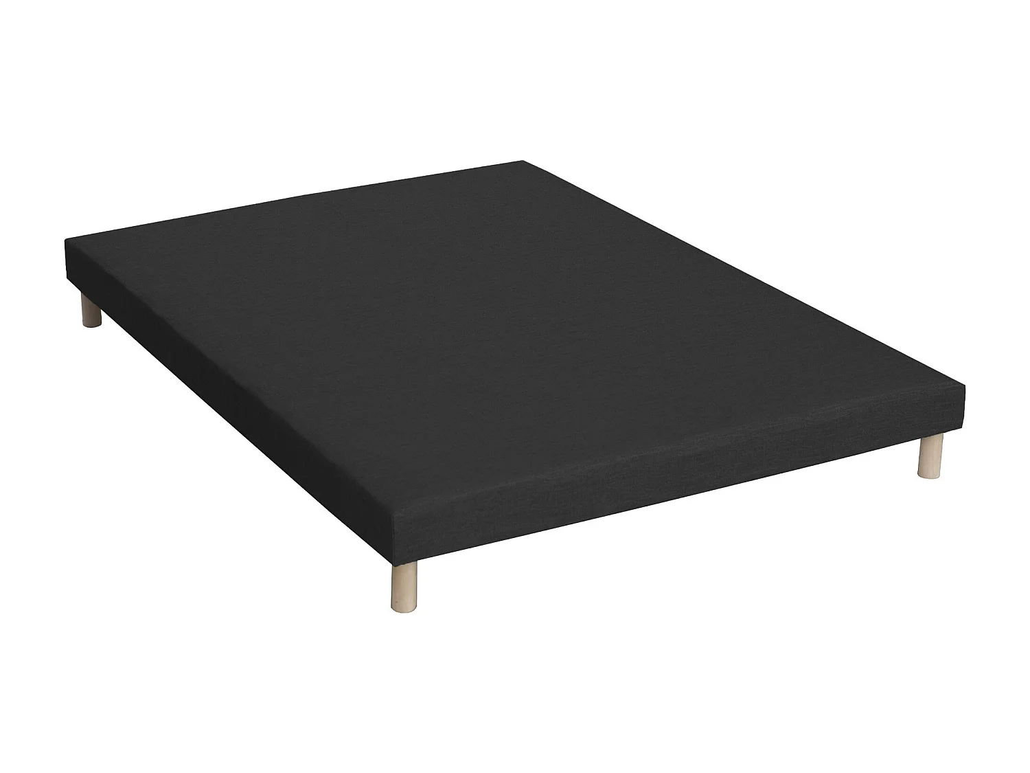 Pack literie ASTRE, matelas à ressorts et sommier en bois massif Dimensions - 140 x 190 cm, Sommier - Noir
