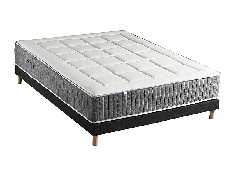 Ensemble Matelas Ressort 7 zones H.28cm + Sommier Fabriqué en France MAX Dimensions - 140 x 190 cm