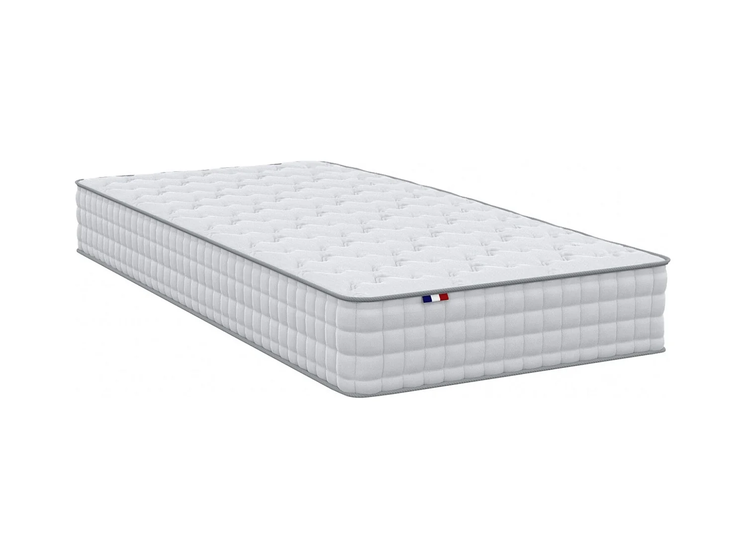 Pack literie ASTRE, matelas à ressorts et sommier en bois massif Dimensions - 90 x 190 cm, Sommier - Gris chiné
