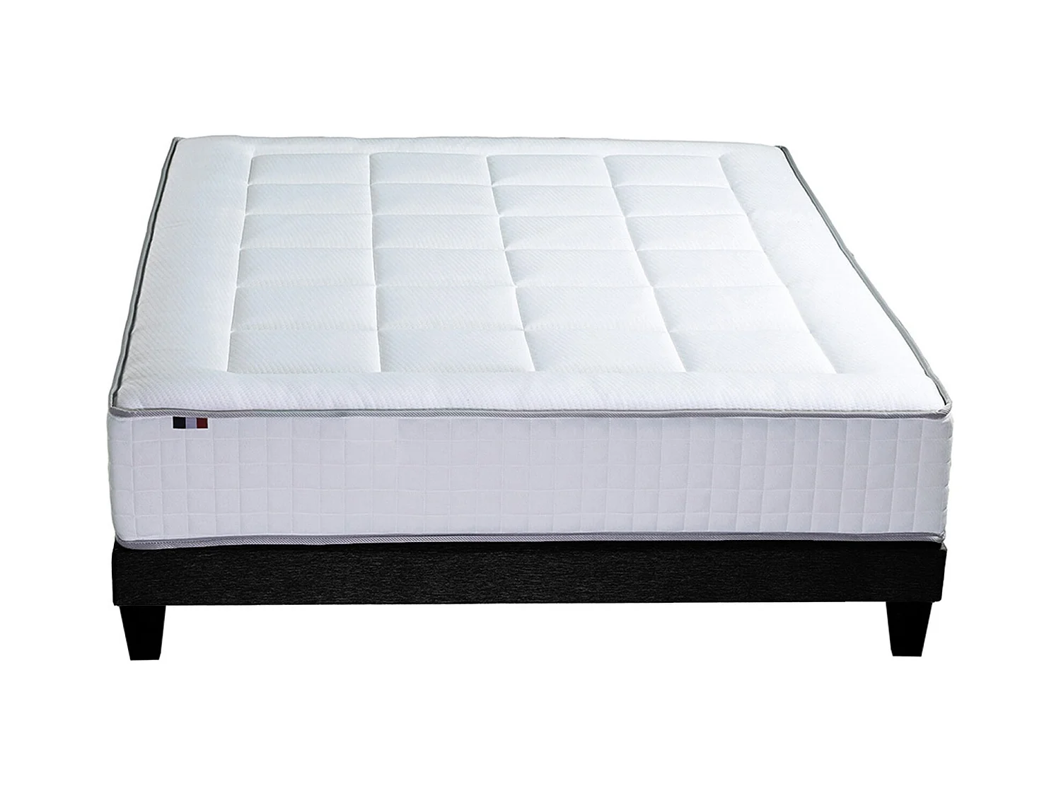 Ensemble Matelas Ressort 7 zones + Mémoire de forme + Sommier + couette + oreillers BELLAGIO Fabriqué en France Dimensions - 140 x 190 cm