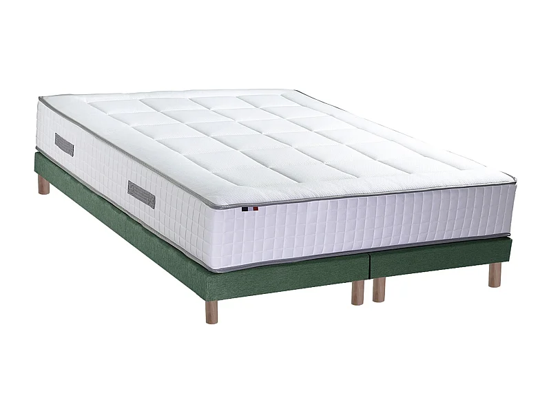 Ensemble matelas ressorts 7 zones BELLAGIO 2, mémoire de forme et sommier Dimensions - 2x80 x 200 cm, Sommier - Vert celadon