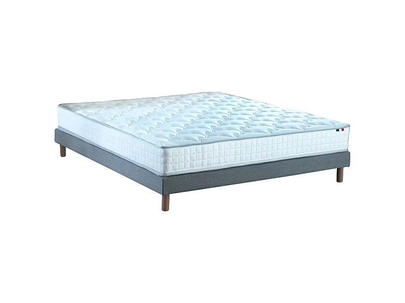 Pack literie complet ASTRE : matelas, sommier, couette et oreillers, made in France Dimensions - 160 x 200 cm
