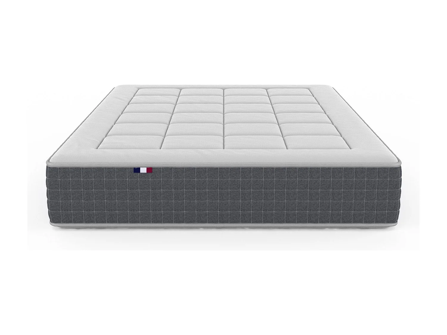 Ensemble Matelas Ressort 7 zones H.28cm + Sommier + couette + oreillers Fabriqué en France MAX Dimensions - 2x90 x 200 cm, Sommier - Bleu denim