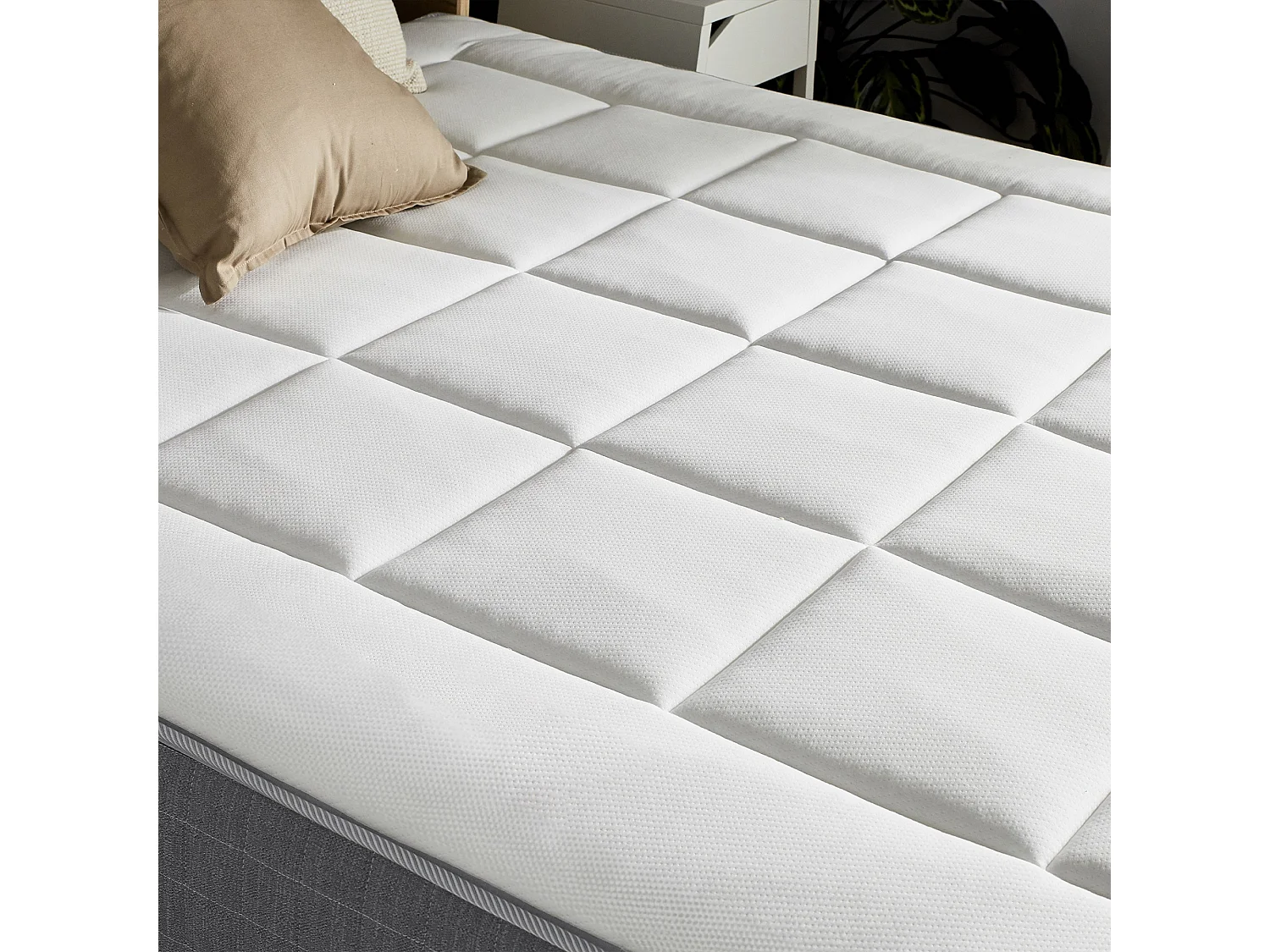 Ensemble Matelas Ressort 7 zones H.28cm + Sommier + couette + oreillers Fabriqué en France MAX Dimensions - 2x90 x 200 cm, Sommier - Bleu denim