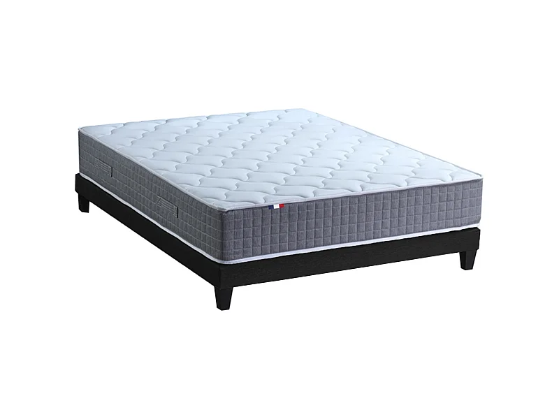 Ensemble Matelas Ressort 7 zones H.28cm + Sommier Fabriqué en France MAX Dimensions - 160 x 200 cm