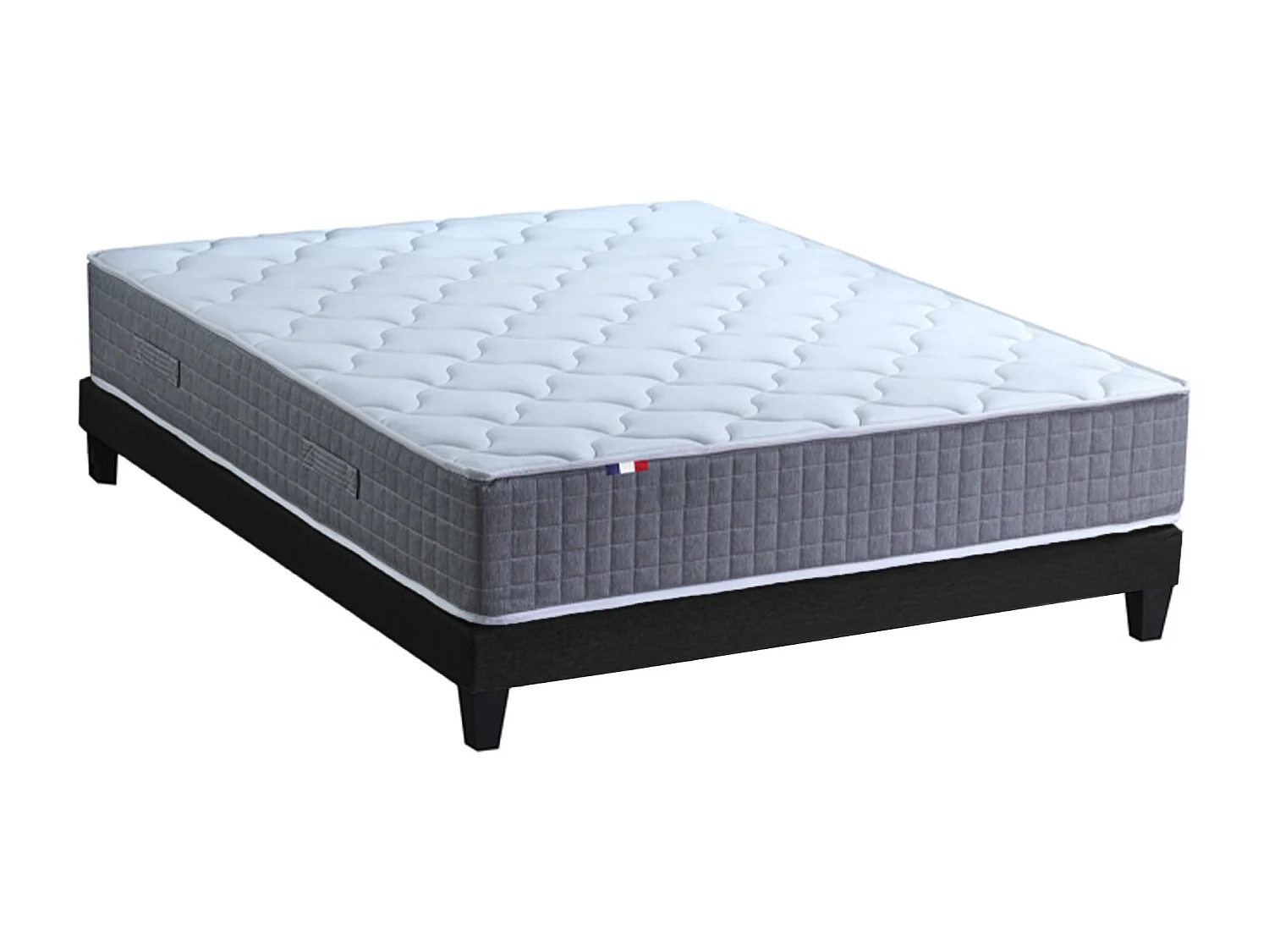 Ensemble Matelas Ressort 7 zones H.28cm + Sommier Fabriqué en France MAX Dimensions - 160 x 200 cm