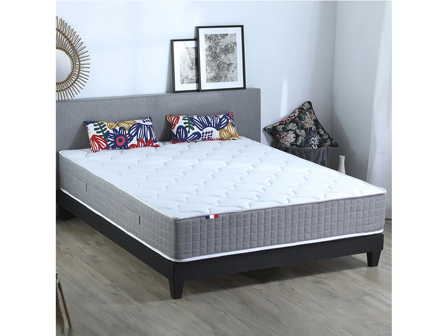 Ensemble Matelas Ressort 7 zones H.28cm + Sommier Fabriqué en France MAX Dimensions - 160 x 200 cm