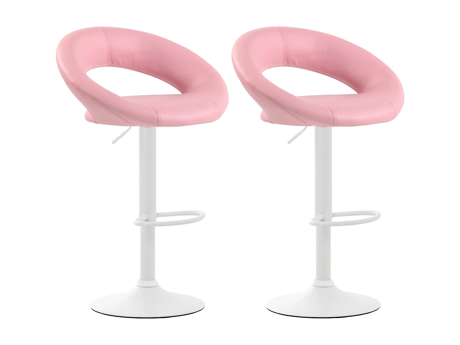 Lot de 2  Tabouret de bar - Similicuir & Métal - Rose - Olinda