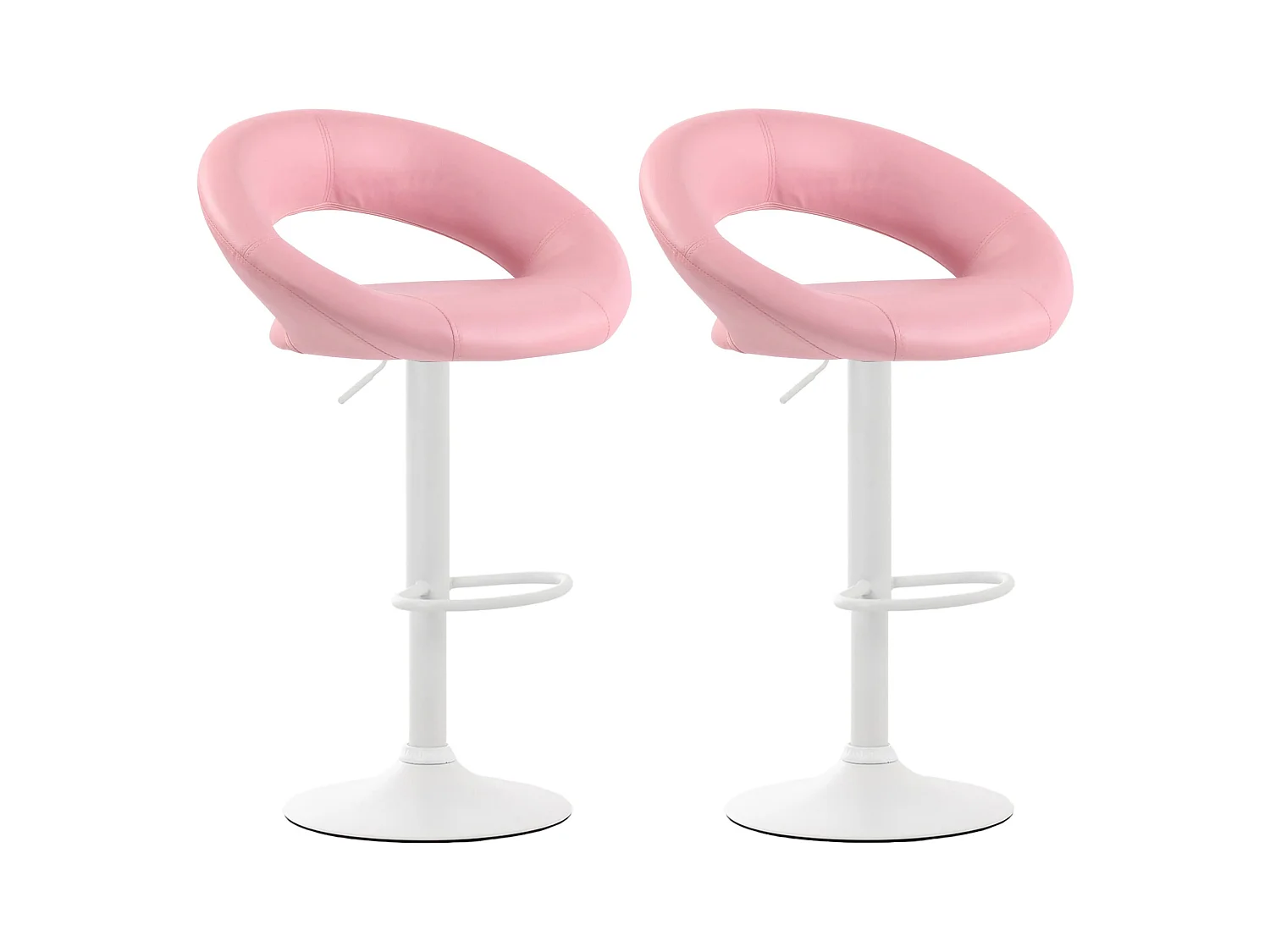 Lot de 2  Tabouret de bar - Similicuir & Métal - Rose - Olinda