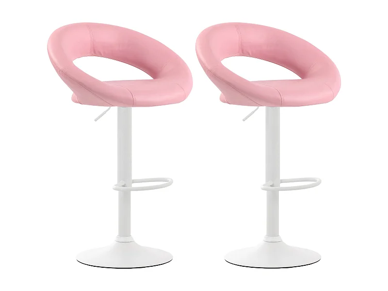 Lot de 2  Tabouret de bar - Similicuir & Métal - Rose - Olinda