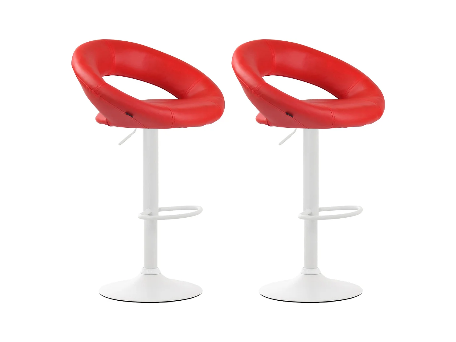 Lot de 2  Tabouret de bar - Similicuir & Métal - Rouge - Olinda