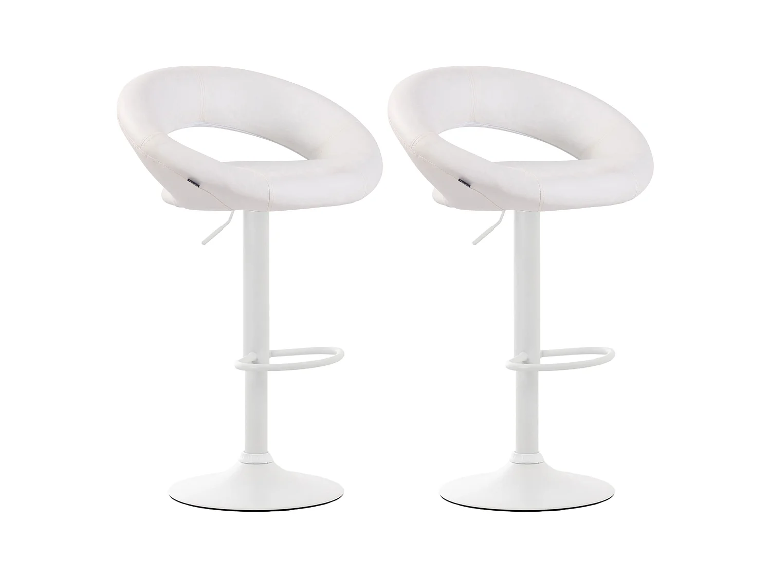 Lot de 2  Tabouret de bar - Similicuir & Métal - Blanc - Olinda
