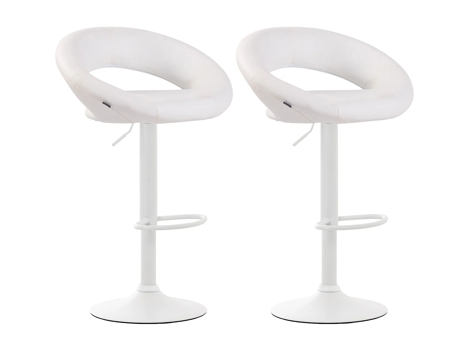 Lot de 2  Tabouret de bar - Similicuir & Métal - Blanc - Olinda
