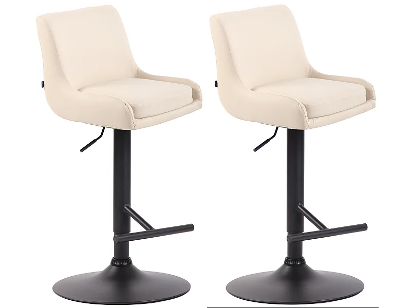 Lot de 2  Tabouret de bar - Similicuir & Métal - Crème - Club