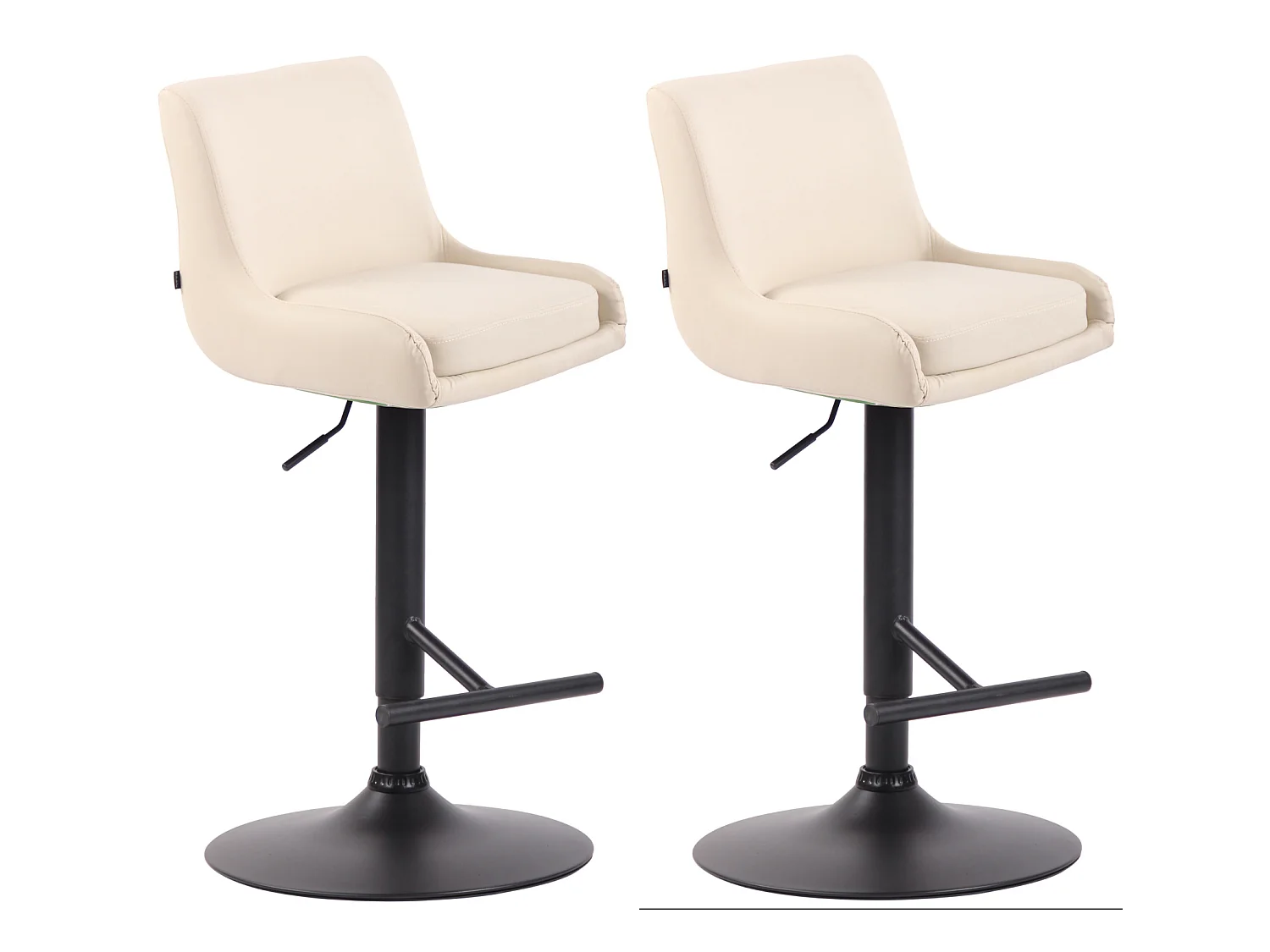 Lot de 2  Tabouret de bar - Similicuir & Métal - Crème - Club