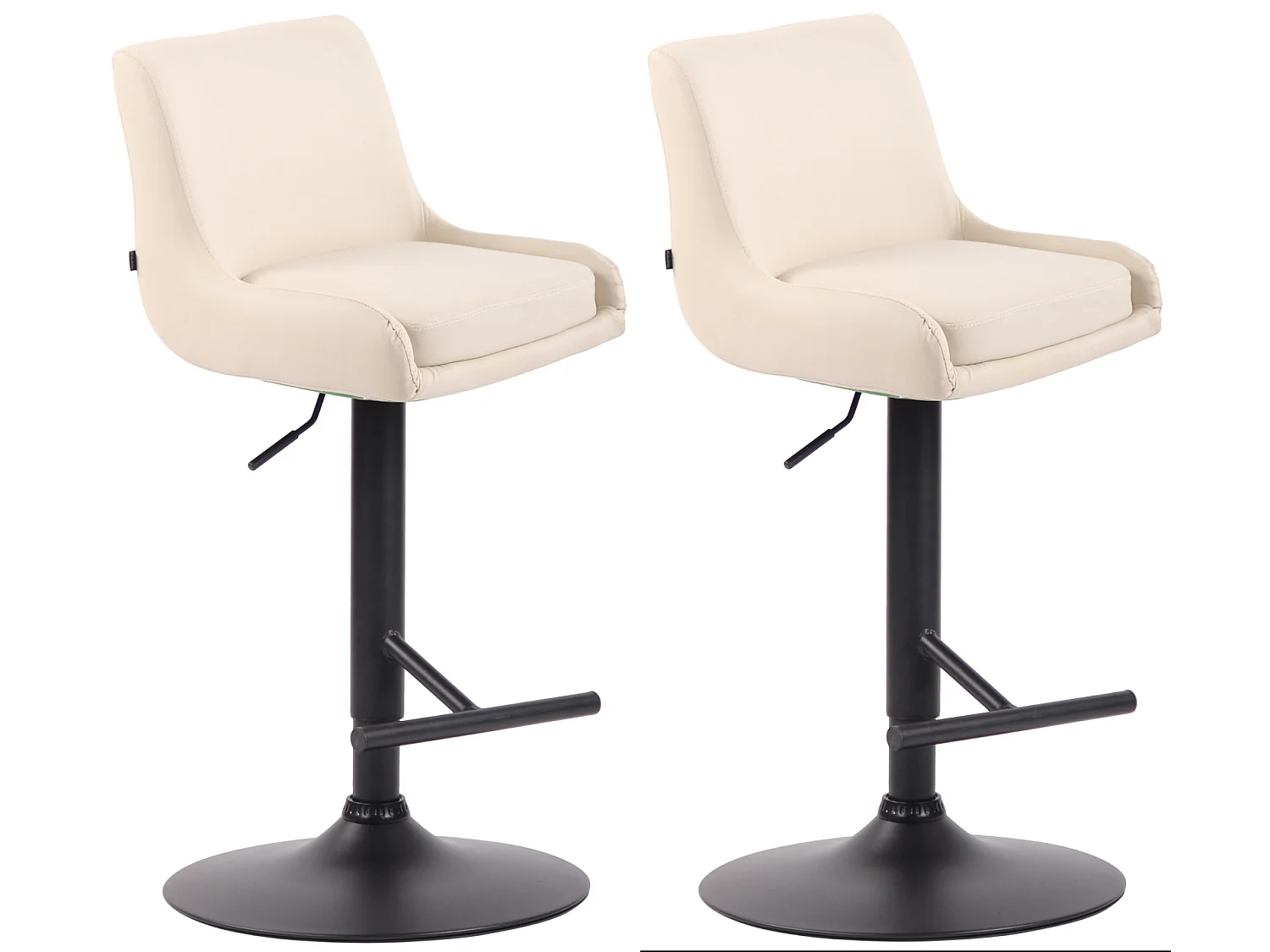 Lot de 2  Tabouret de bar - Similicuir & Métal - Crème - Club