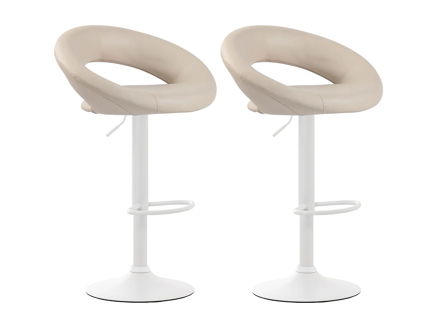 Lot de 2  Tabouret de bar - Similicuir & Métal - Crème - Olinda