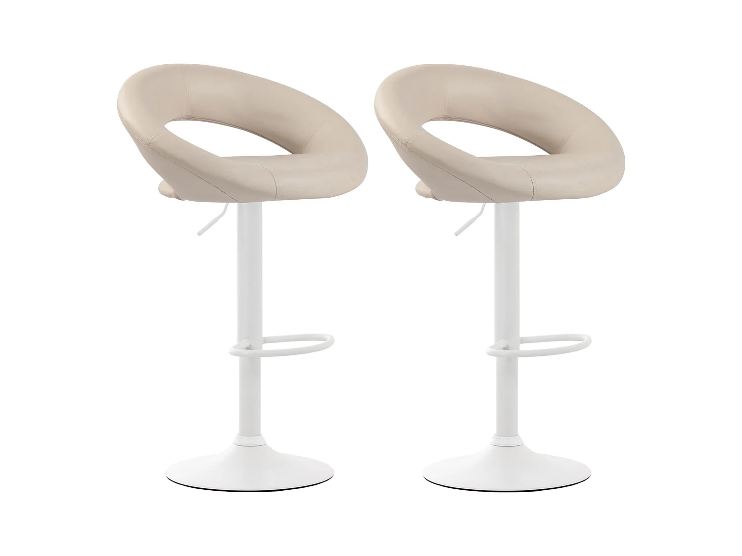 Lot de 2  Tabouret de bar - Similicuir & Métal - Crème - Olinda