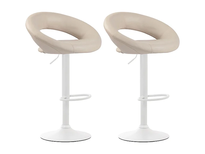 Lot de 2  Tabouret de bar - Similicuir & Métal - Crème - Olinda