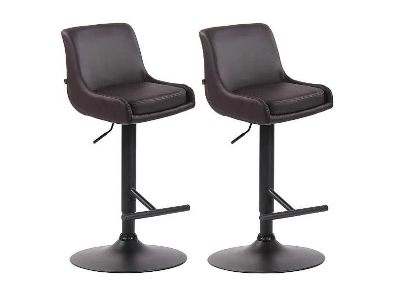 Lot de 2  Tabouret de bar - Similicuir & Métal - Marron - Club