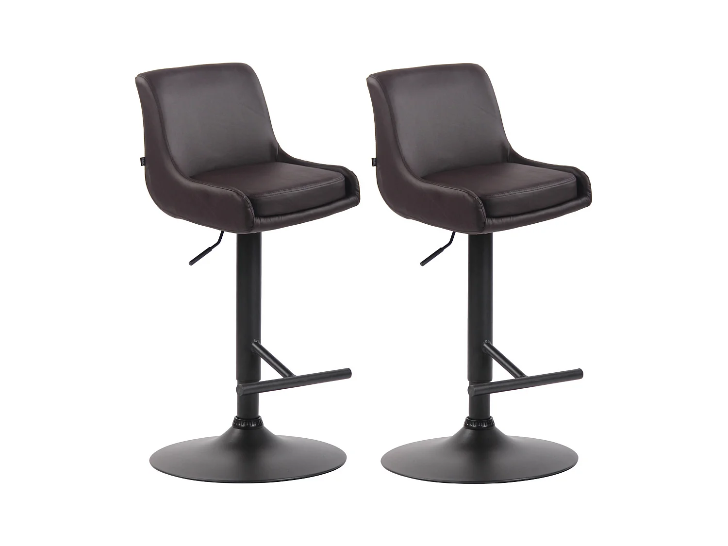 Lot de 2  Tabouret de bar - Similicuir & Métal - Marron - Club