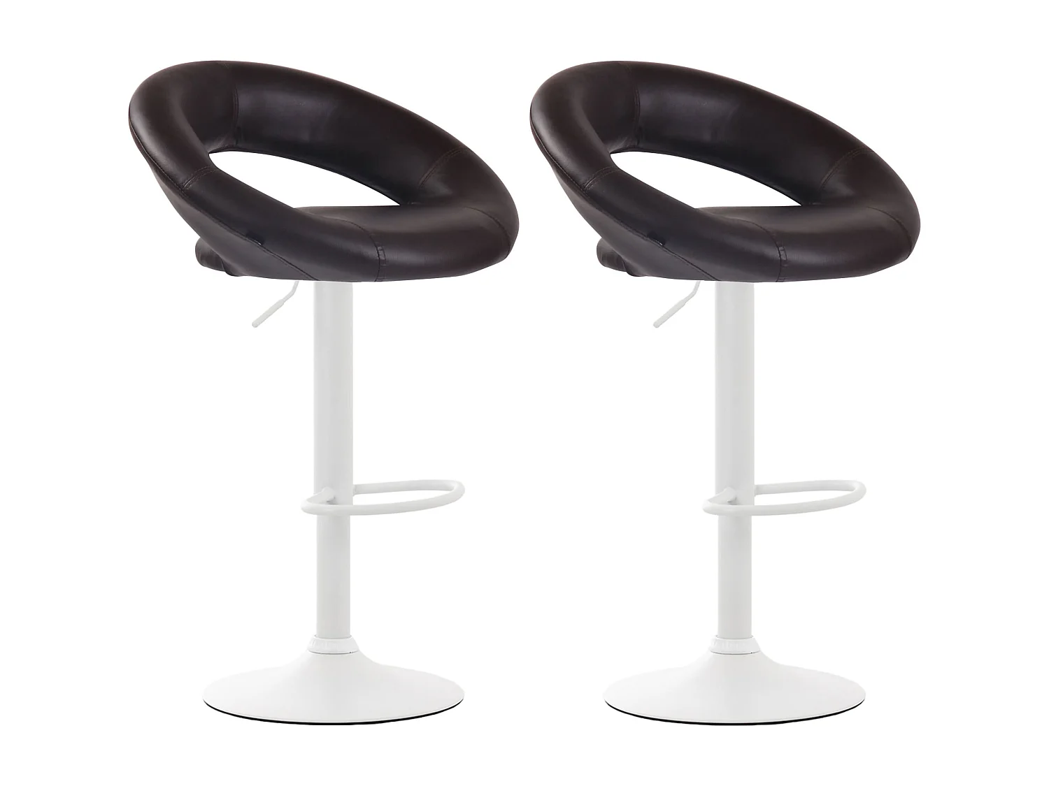 Lot de 2  Tabouret de bar - Similicuir & Métal - Marron - Olinda