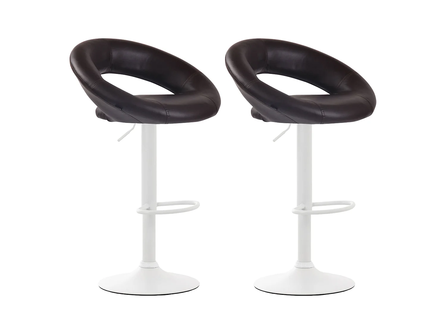 Lot de 2  Tabouret de bar - Similicuir & Métal - Marron - Olinda