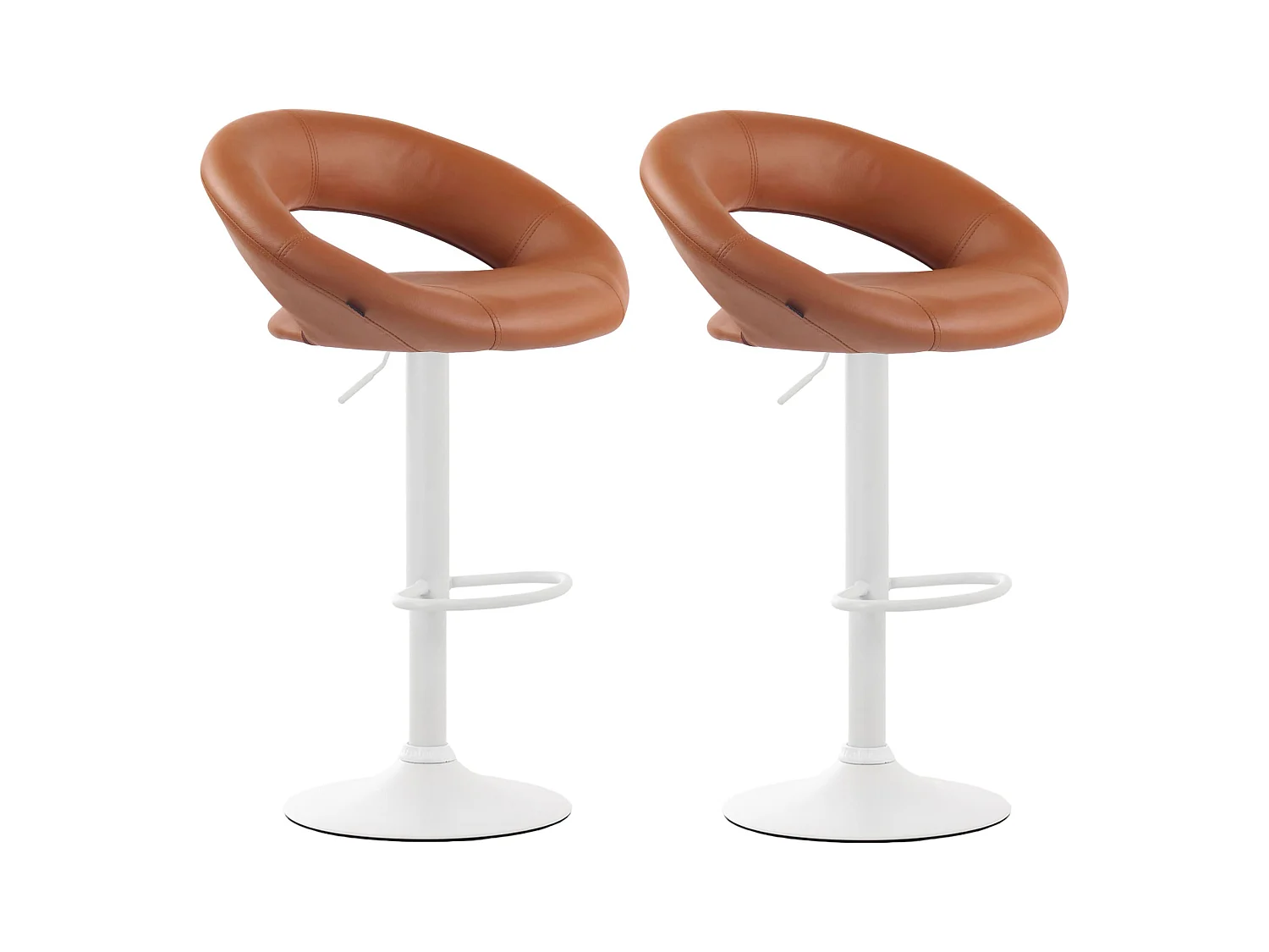 Lot de 2  Tabouret de bar - Similicuir & Métal - Marron clair - Olinda