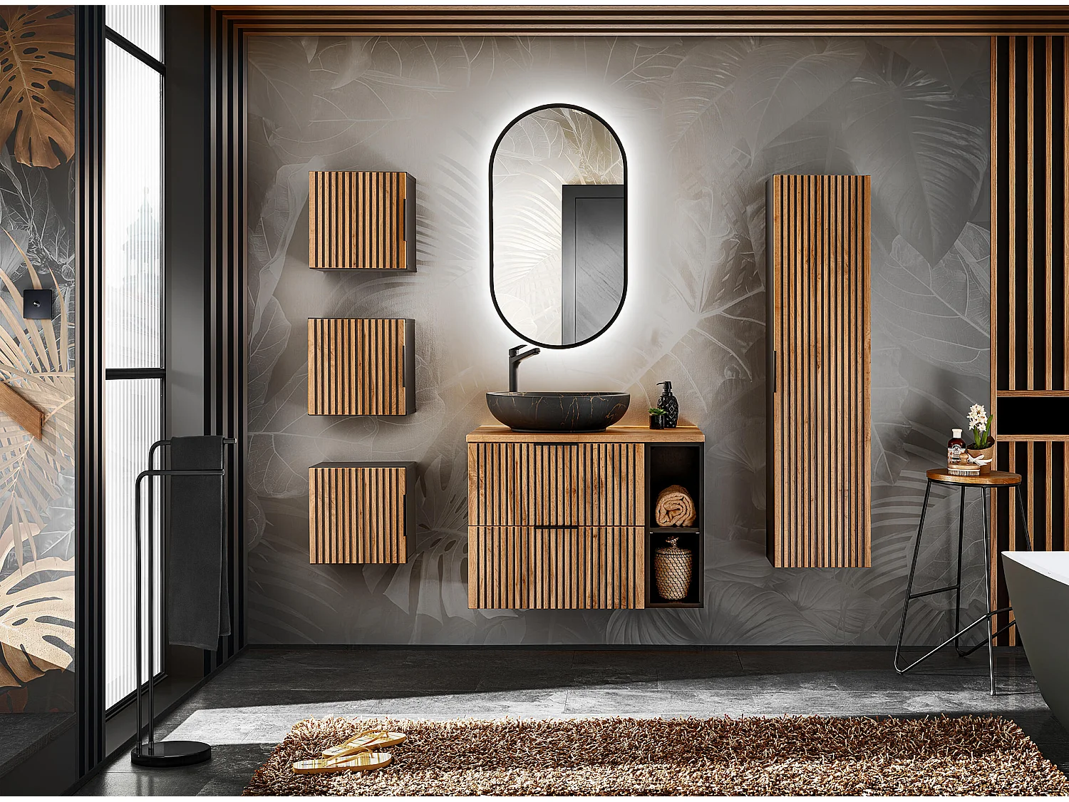 Armoire Sous Lavabos XILO CUW80 2D 80x46x57 Grisfoncé