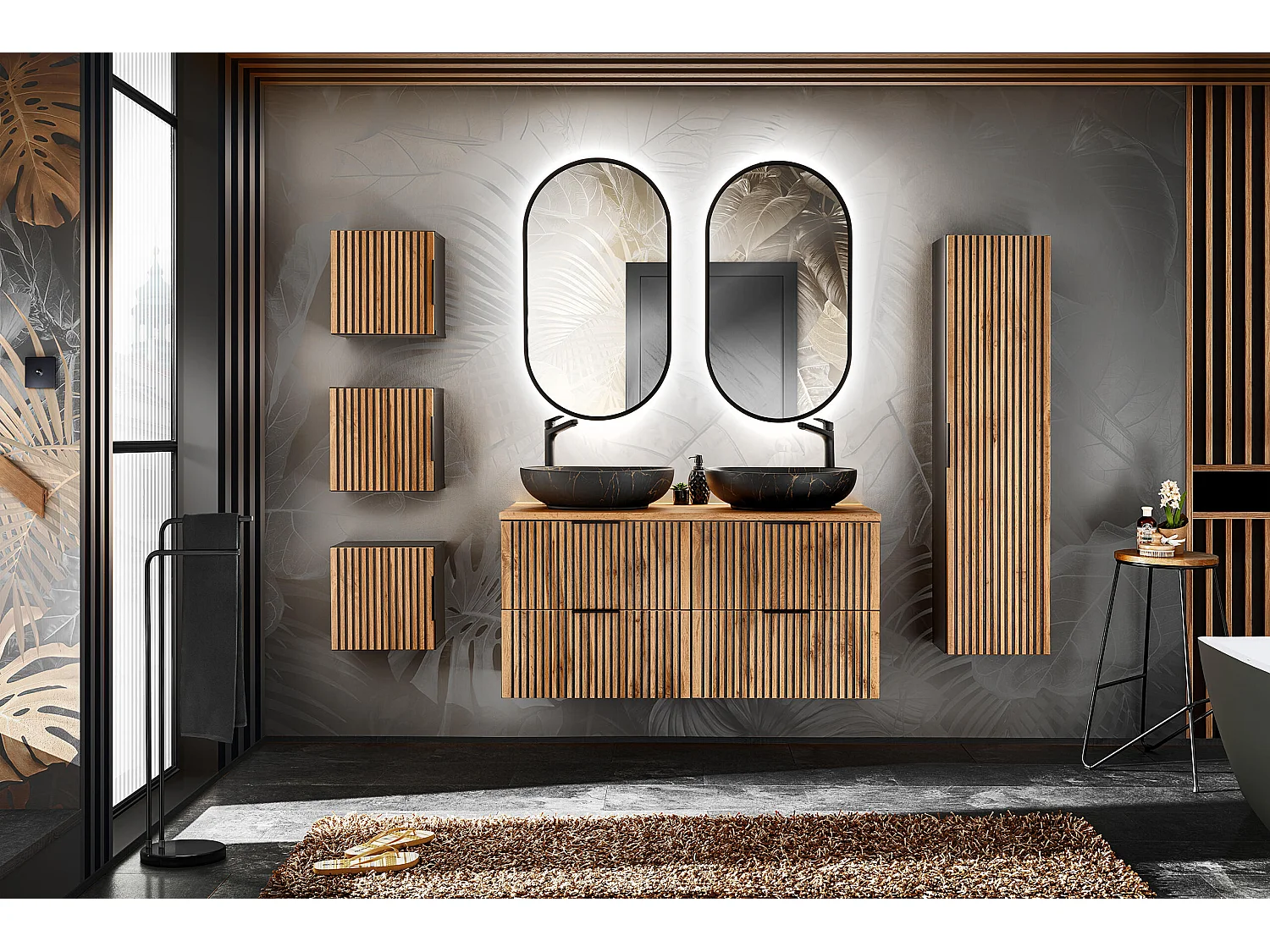 Armoire Sous Lavabos XILO CUW80 2D 80x46x57 Grisfoncé