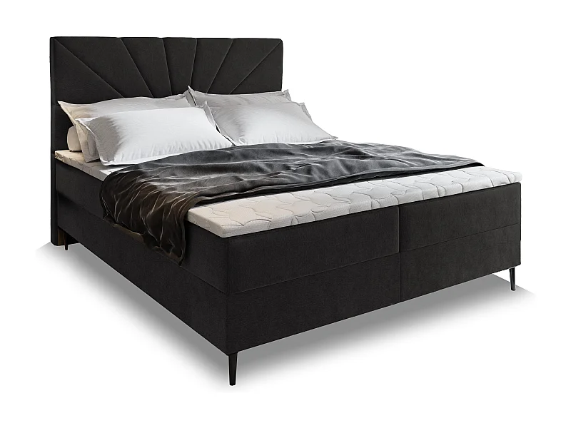 Boxspringbed MURI 180x200 cm Set met hoofdbord, bedbodem en matras, Zwart