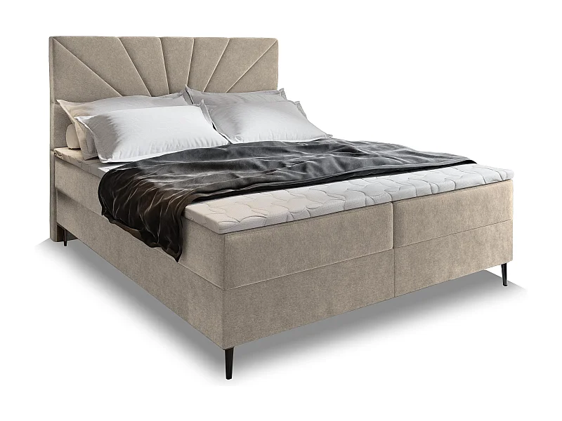 Boxspringbed MURI 140x200 cm Set met hoofdbord, bedbodem en matras, Beige