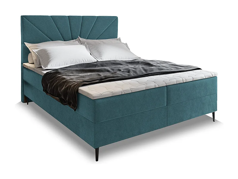 Boxspringbed MURI 160x200 cm Set met hoofdbord, bedbodem en matras, Groenblauw