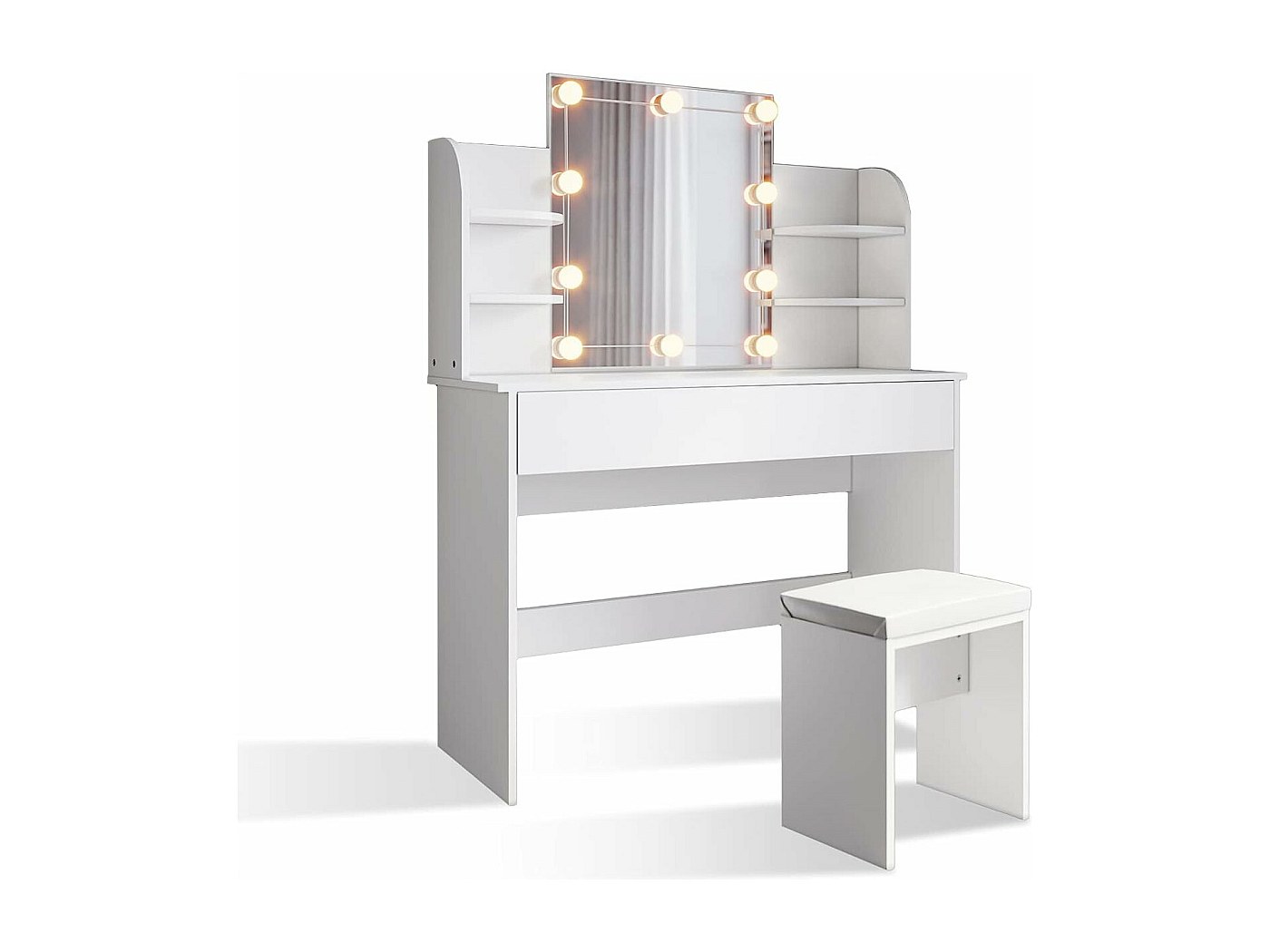 Yaheetech Make-uptafel met spiegel en 10 ledlampen, make-uptafel met 3