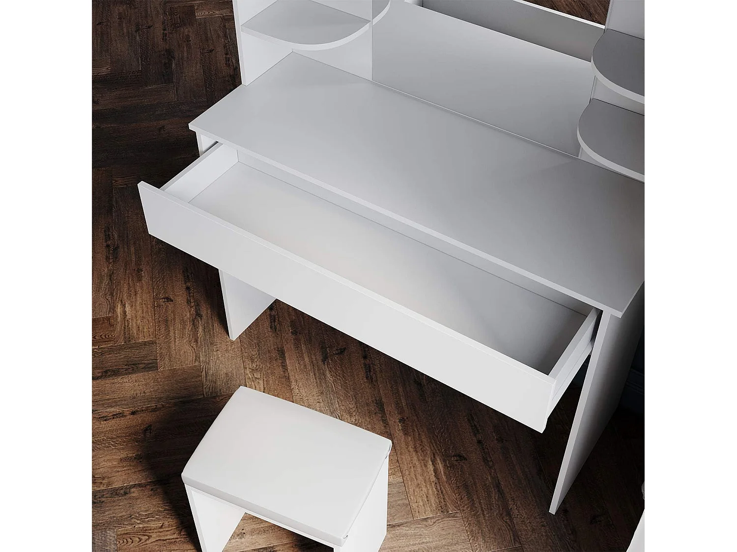 Make-uptafel met verlichting - Inclusief spiegel en kruk