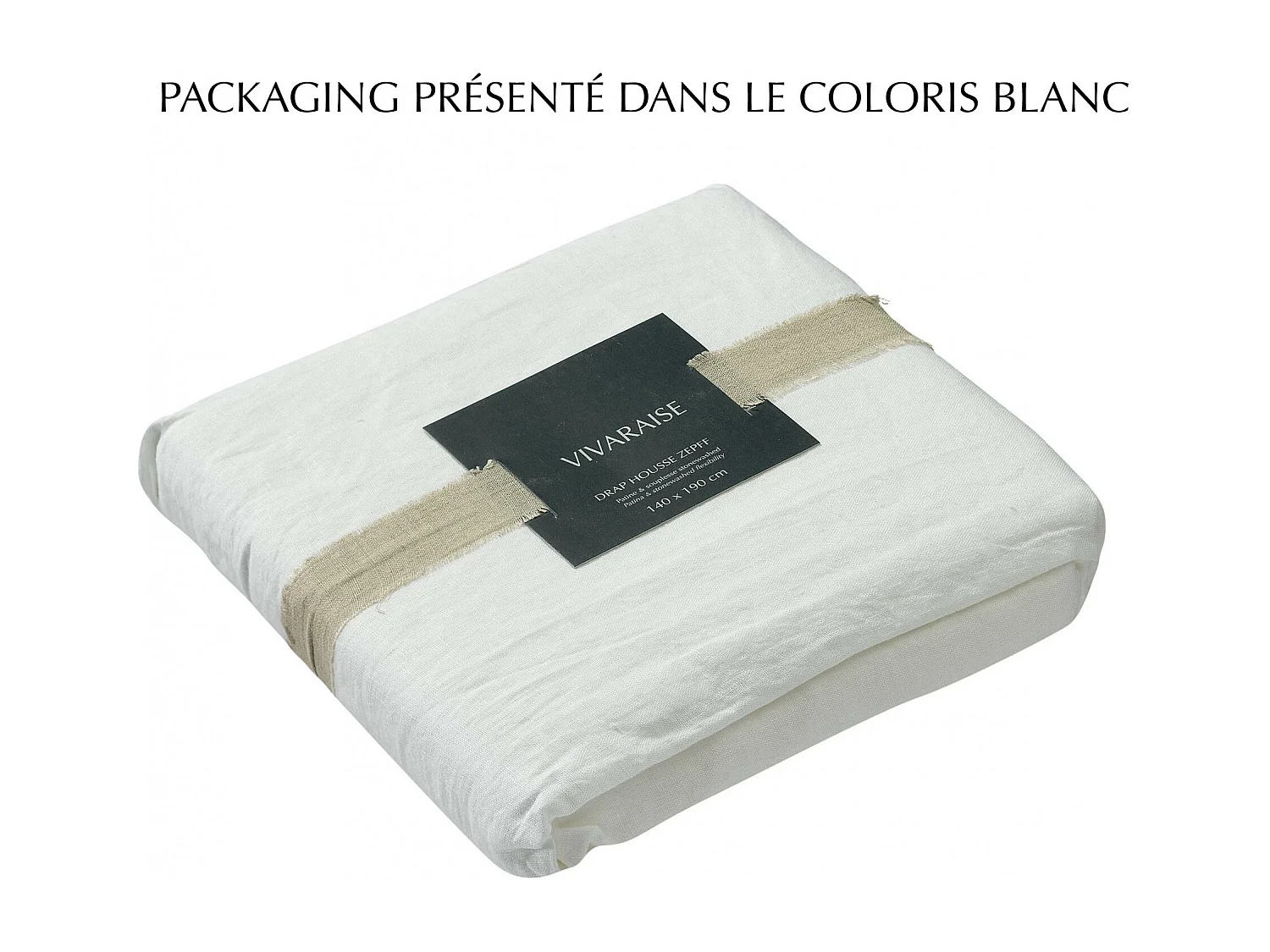Drap housse stonewashed Zeff blanc 160 x 200 x 30 cm Vivaraise