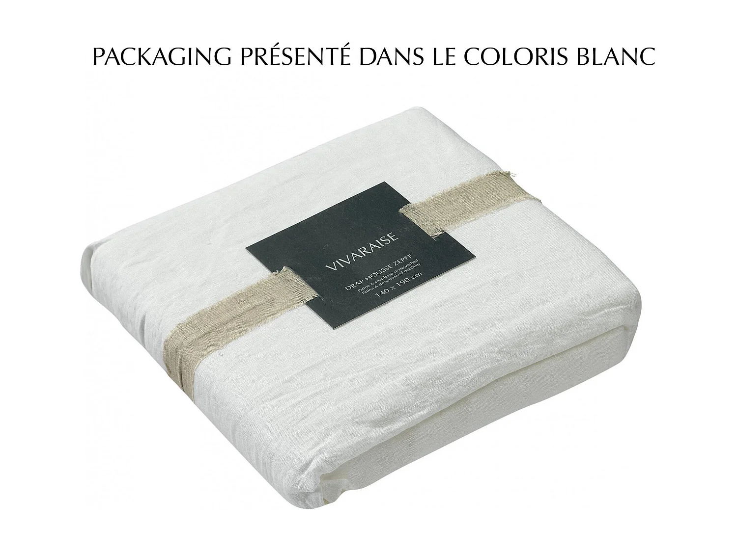 Drap Housse Stonewashed Zeff naturel 160 x 200 x 30 cm Vivaraise