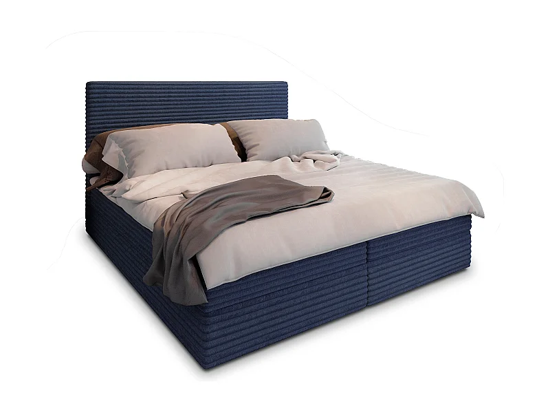 Boxspringbed PISA 140x200 cm Set met hoofdbord, bedbodem en matras, Blauw