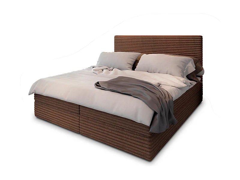 Boxspringbed PISA 160x200 cm Set met hoofdbord, bedbodem en matras, Bruin