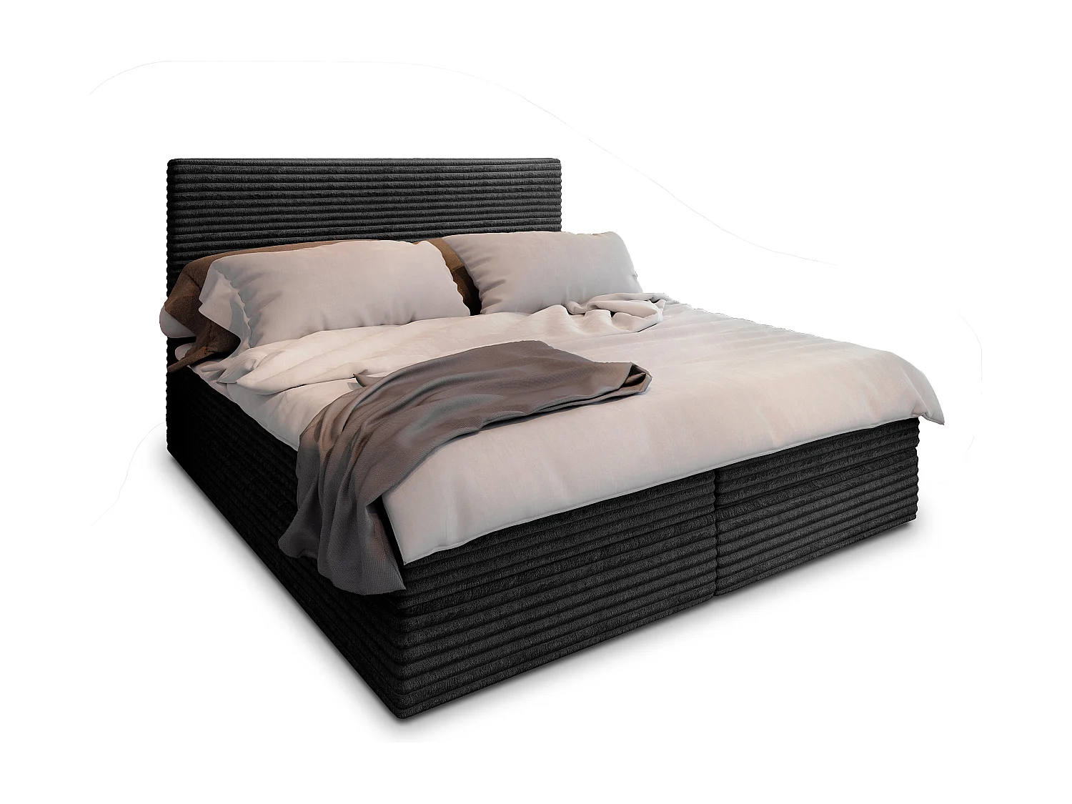 Boxspringbed PISA 160x200 cm Set met hoofdbord, bedbodem en matras, Zwart