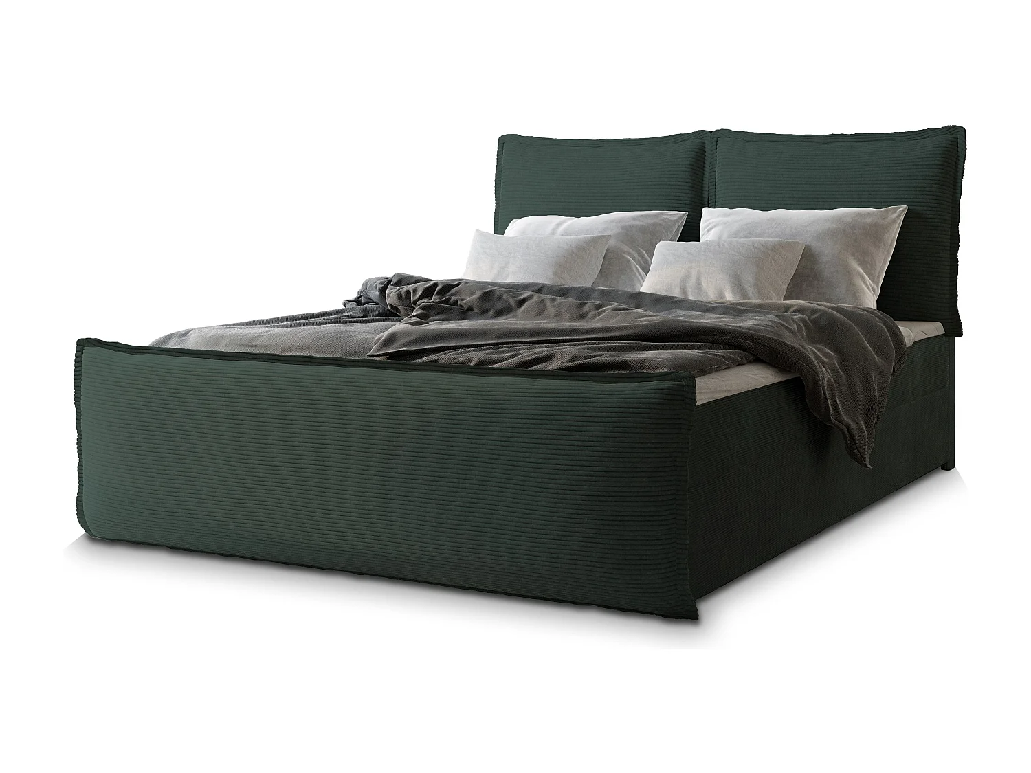 Boxspringbed MONTA 180x200 cm Set met hoofdbord, bedbodem en matras, Dennengroen