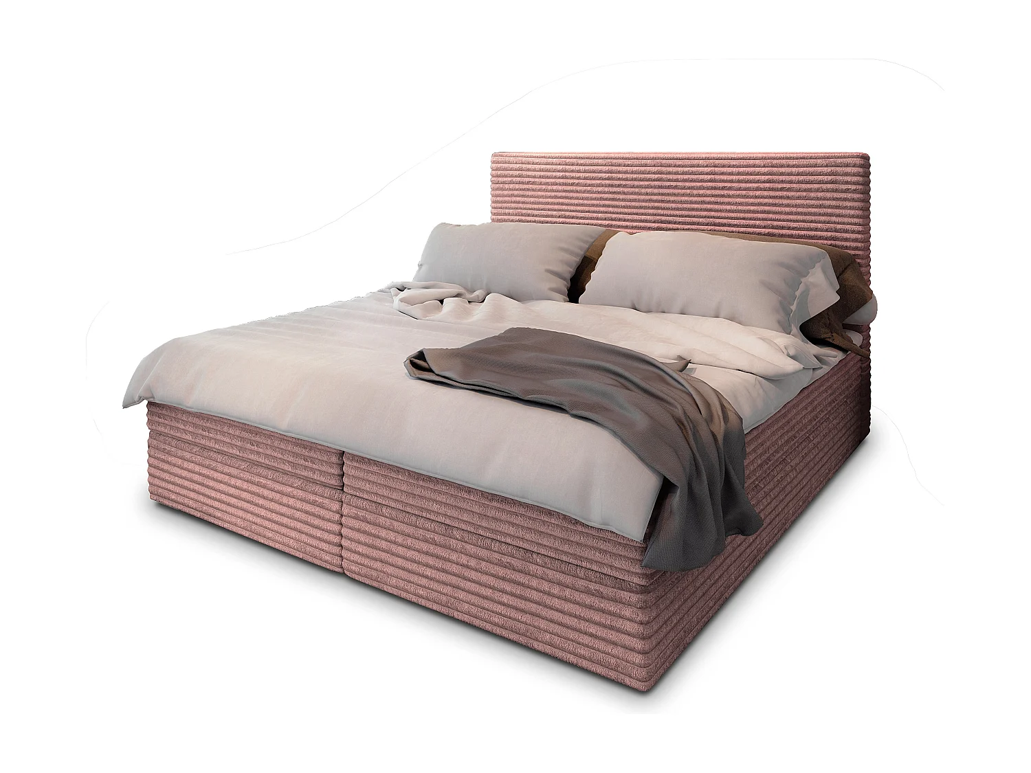 Boxspringbed PISA 140x200 cm Set met hoofdbord, bedbodem en matras, Poederroze