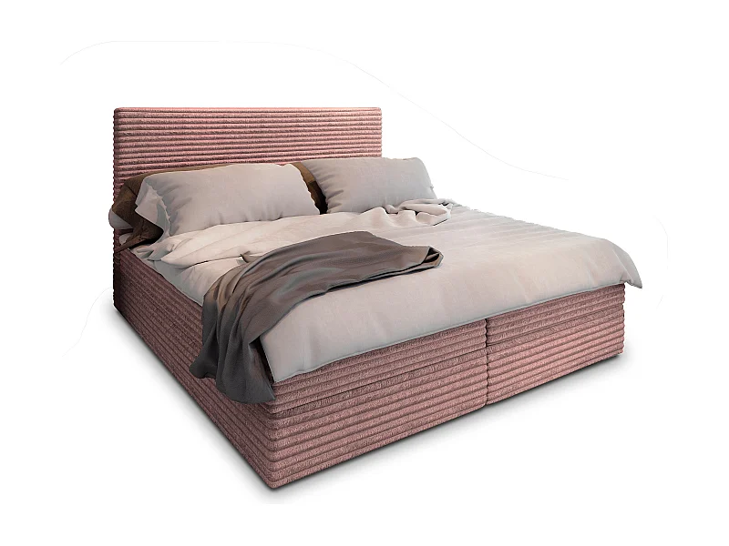 Boxspringbed PISA 140x200 cm Set met hoofdbord, bedbodem en matras, Poederroze