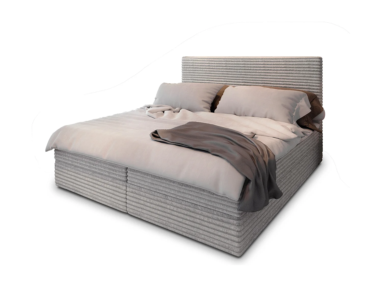 Boxspringbed PISA 140x200 cm Set met hoofdbord, bedbodem en matras, Lichtgrijs