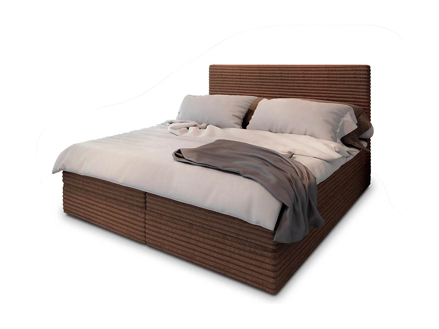 Boxspringbed PISA 140x200 cm Set met hoofdbord, bedbodem en matras, Bruin
