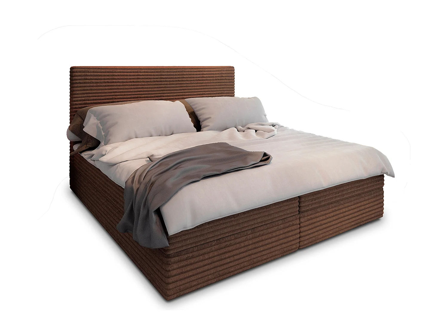 Boxspringbed PISA 180x200 cm Set met hoofdbord, bedbodem en matras, Bruin